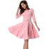 Belted Knee Length Vintage Dress #Pink